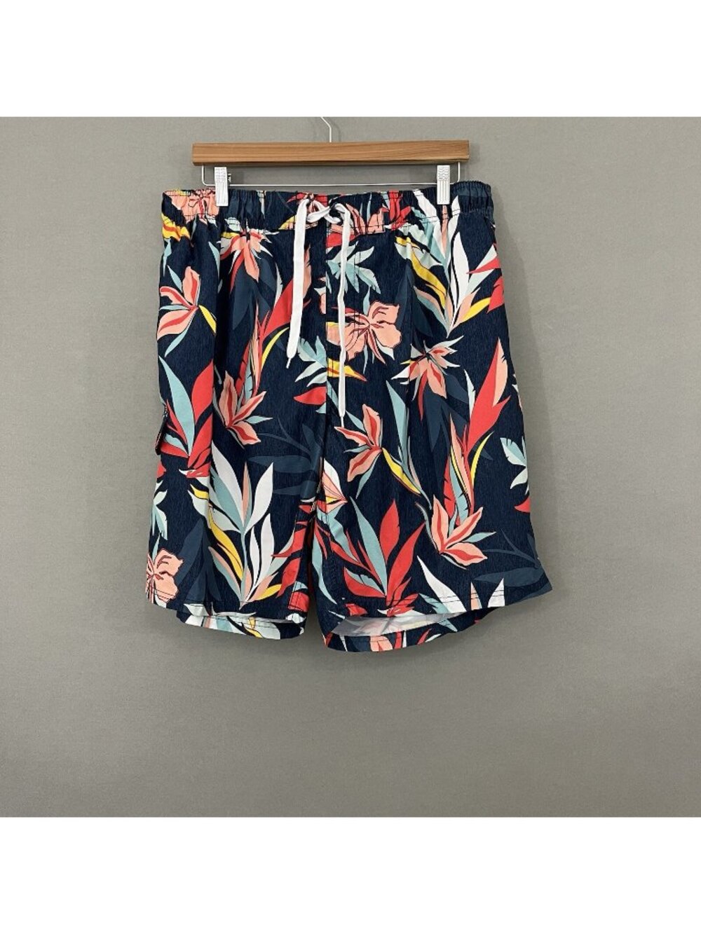Kanu Surf Blue Floral Tropical Mesh Lined Swim Trunks